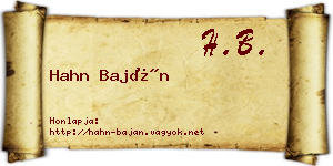 Hahn Baján névjegykártya